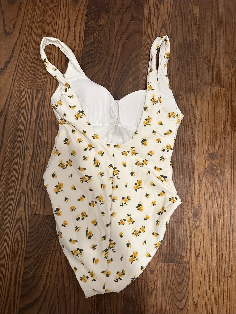 J. Crew Claudia Classic Sculpt White One-Piece Swimsuit with Yellow Floral Print - Picture 2 of 3